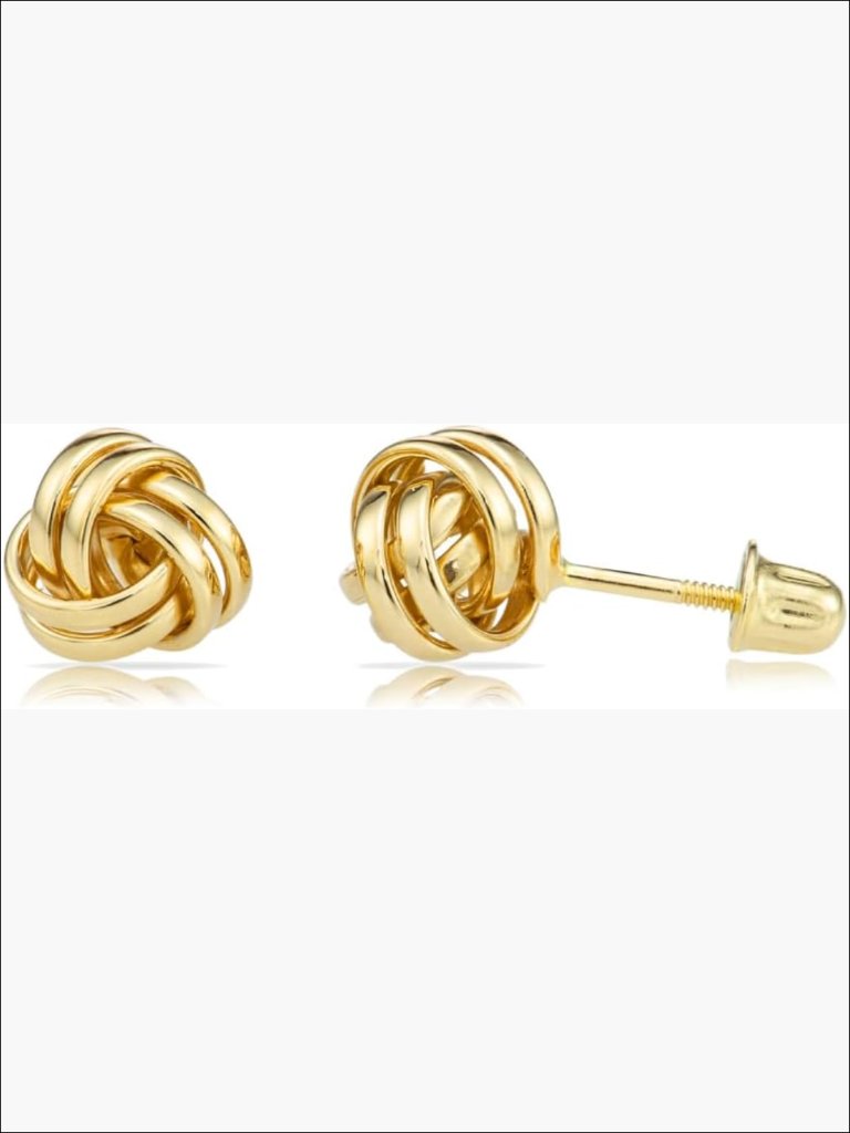 14k Gold Love Knot Stud Earrings With Screw-Back Post